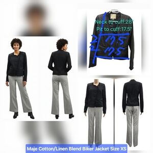 Maje Cotton/Linen Blend Biker Jacket Size XS